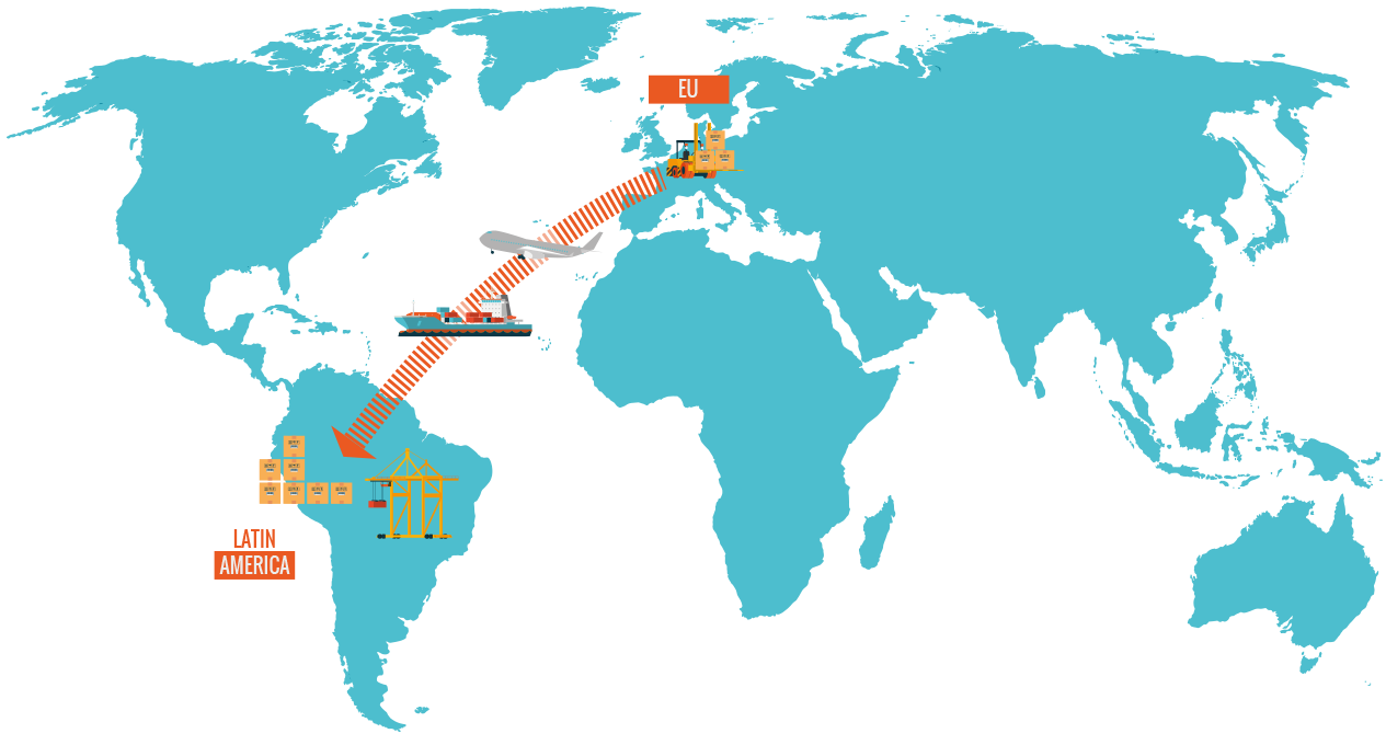 Shipping goods from Europe to Latin-South America